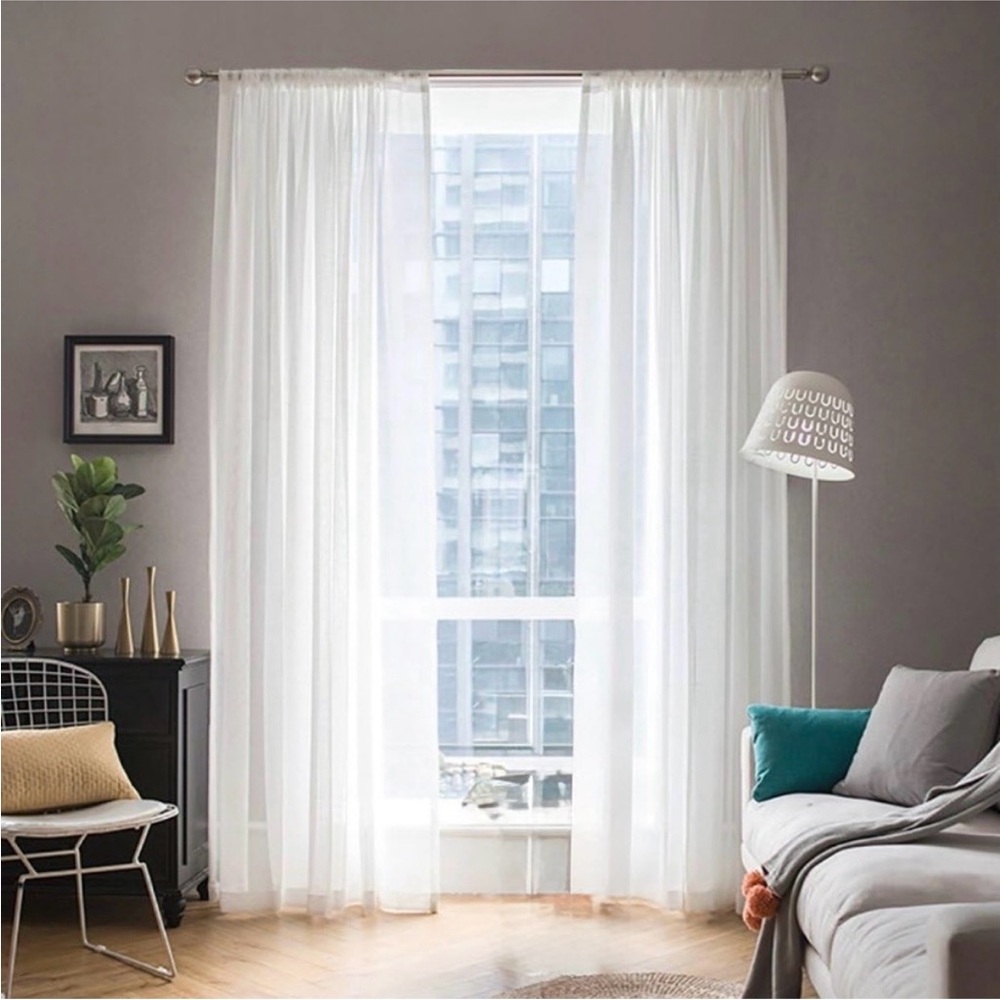 Elegant White Sheer Curtains - 2 Panels
